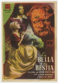 5g0215 LA BELLE ET LA BETE Spanish herald 1950 Joseette Day, Jean Marais, Jean Cocteau, different!