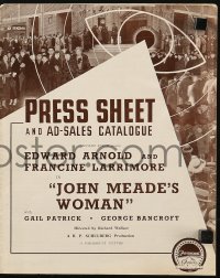 5g1051 JOHN MEADE'S WOMAN English pressbook 1937 wheat king Edward Arnold's wife leads farm revolt!