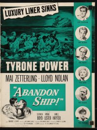 5g0640 ABANDON SHIP pressbook 1957 Tyrone Power & 25 survivors in a lifeboat which can hold only 12!