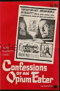 5g0695 CONFESSIONS OF AN OPIUM EATER pressbook 1962 Vincent Price, cool art of drugs & caged girls!