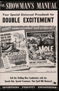 5g0702 CURUCU BEAST OF THE AMAZON/MOLE PEOPLE pressbook 1956 Universal horror/sci-fi double-bill!