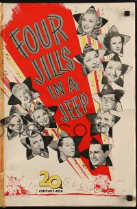5g0747 FOUR JILLS IN A JEEP pressbook 1944 Kay Francis, Carole Landis, Martha Raye, rare!