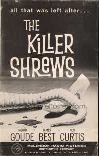 5g0808 KILLER SHREWS/GIANT GILA MONSTER pressbook 1959 great monster artwork, sci-fi double-bill!