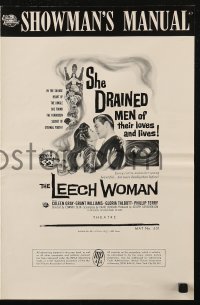 5g0820 LEECH WOMAN pressbook 1960 deadly female vampire drained love & life from every man she trapped!