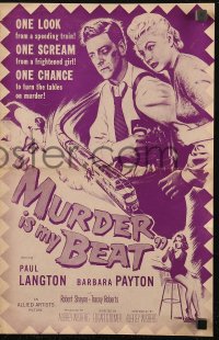 5g0861 MURDER IS MY BEAT pressbook 1955 Edgar Ulmer film noir, Barbara Payton, Paul Langton