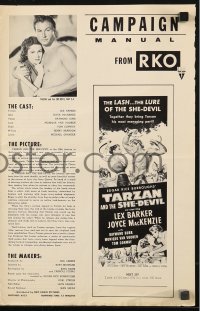 5g0967 TARZAN & THE SHE-DEVIL pressbook R1957 sexy Joyce MacKenzie whips at barechested Lex Barker!