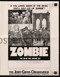 5g1032 ZOMBIE pressbook 1980 Zombi 2, Lucio Fulci classic, gross c/u of undead, we are going to eat you!