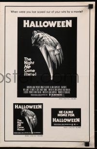 5g1094 HALLOWEEN ad slick 1978 John Carpenter classic, great Bob Gleason art!