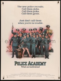 5h0342 POLICE ACADEMY 30x40 1984 Steve Guttenberg, Kim Cattrall and top cast, Struzan police art!
