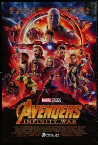 5h0803 AVENGERS: INFINITY WAR advance DS 1sh 2018 Robert Downey Jr., cast montage, April 27 style!