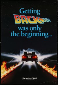 5h0805 BACK TO THE FUTURE II teaser DS 1sh 1989 great image of the Delorean time machine!