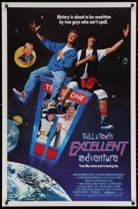 5h0823 BILL & TED'S EXCELLENT ADVENTURE 1sh 1989 Keanu Reeves, Socrates, Napoleon & Lincoln in booth