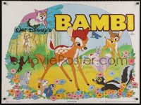 5h0050 BAMBI British quad R1985 Walt Disney cartoon deer classic, art with Thumper & Flower!