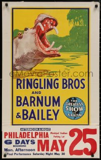 5h0315 RINGLING BROS & BARNUM & BAILEY 21x28 circus poster 1944 The Greatest Show on Earth, hippo!