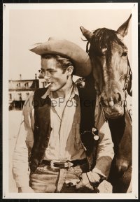 5h0588 JAMES DEAN 26x38 commercial poster 1980s smoking image in cowboy hat with horse from Giant!