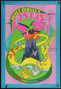 5h0896 FANTASIA 1sh R1970 Disney classic musical, great psychedelic fantasy artwork!