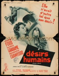 5h0071 HUMAN DESIRE French 24x31 1955 Gloria Grahame born to be bad, kissed & make trouble, Lang!