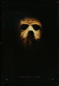5h0906 FRIDAY THE 13th teaser DS 1sh 2009 cool close-up image of Jason Voorhees' creepy mask!