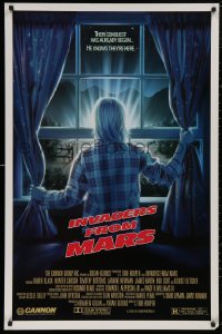 5h0949 INVADERS FROM MARS 1sh 1986 Tobe Hooper, art by Mahon, he knows they're here, R-rated!