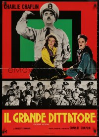 5h0045 GREAT DICTATOR Italian 26x36 pbusta R1970s Charlie Chaplin as Hynkel, different!