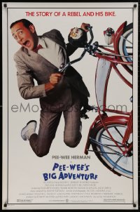 5h1039 PEE-WEE'S BIG ADVENTURE 1sh 1985 Tim Burton, best image of Paul Reubens & his beloved bike!