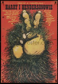 5h0030 HARRY & THE HENDERSONS Polish 26x38 1988 John Lithgow, cool art of Bigfoot hand by Erol!