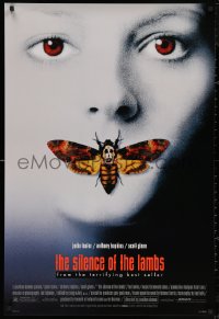 5h1103 SILENCE OF THE LAMBS style D DS 1sh 1991 creepy image of Jodie Foster with moth over mouth!