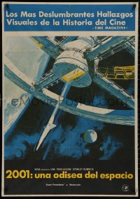 5h0119 2001: A SPACE ODYSSEY Spanish 1968 Stanley Kubrick, art of space wheel in orbit!