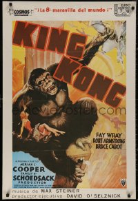 5h0138 KING KONG Spanish R1982 great art of giant ape holding Fay Wray & crushing plane!