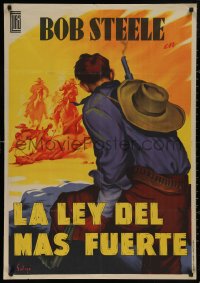 5h0140 LAW OF THE WEST Spanish 1937 different Soligo art of cowboy Bob Steele & Drexel, ultra rare!