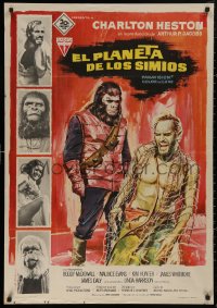 5h0150 PLANET OF THE APES Spanish 1968 Charlton Heston, different sci-fi art by Albercio, very rare!