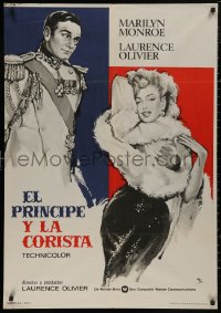 5h0151 PRINCE & THE SHOWGIRL Spanish R1973 different MCP art of Marilyn Monroe & Laurence Olivier!