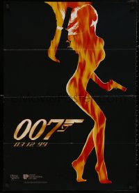 5h0159 WORLD IS NOT ENOUGH teaser Spanish 1999 James Bond, cool flaming silhouette of sexy girl!