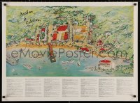 5h0666 AVALON OF CATALINA 25x34 special poster 1980s Pina artwork of Avalon and the coastal city!