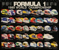 5h0690 FORMULA ONE 20x24 special poster 1989 art of driver's helmets, constructors, Ayrton Senna!