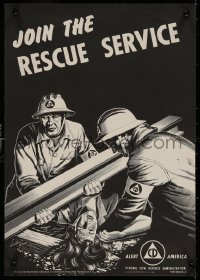 5h0713 JOIN THE RESCUE SERVICE 13x18 special poster 1952 Federal Civil Defense Administration!