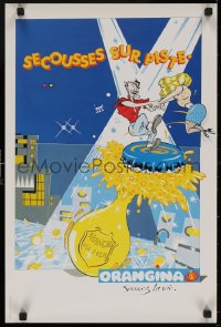 5h0644 ORANGINA 16x24 French advertising poster 1980s art of dancers over gushing bottle!