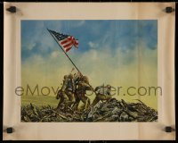 5h0413 RAISING THE FLAG ON IWO JIMA 13x16 art print 1950s the most iconic WWII art by Rotter!