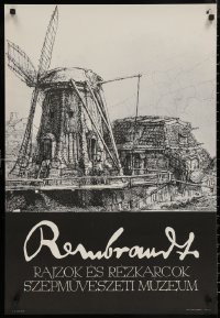 5h0527 REMBRANDT RAJZOK ES REZKARCOK 22x33 Hungarian museum/art exhibition 1970s sketch of windmill!