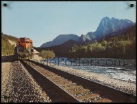 5h0418 UNKNOWN POSTER 19x25 art print 1960s great image of train, mountains and stream!