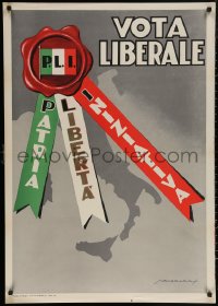 5h0324 VOTA LIBERALE 28x39 Italian political campaign 1953 art of seal by M. Barabarat!