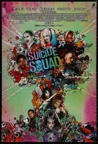 5h1138 SUICIDE SQUAD advance DS 1sh 2016 Smith, Leto as the Joker, Robbie, Kinnaman, cool art!