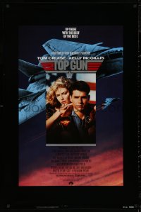 5h1160 TOP GUN 1sh 1986 great image of Tom Cruise & Kelly McGillis, Navy fighter jets!