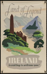 5h0477 IRELAND IS WAITING TO WELCOME YOU 25x40 Irish travel poster 1950s great Muriel Brandt art!