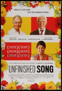 5h1180 UNFINISHED SONG advance DS 1sh 2013 Vanessa Redgrave in title role as Marion, Terence Stamp!