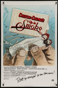 5h1182 UP IN SMOKE recalled 1sh 1978 Cheech & Chong marijuana drug classic, original tagline!