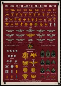 5h0433 INSIGNIA OF THE ARMY OF THE UNITED STATES 20x28 WWII war poster 1940s medals and more!