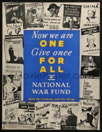 5h0436 NATIONAL WAR FUND 16x21 WWII war poster 1940s montage of many different war posters, rare!