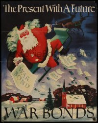 5h0438 PRESENT WITH A FUTURE 22x28 WWII war poster 1942 Adolf Dehn art of Santa giving war bonds!