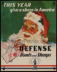 5h0444 THIS YEAR GIVE A SHARE IN AMERICA 20x25 WWII war poster 1941 Wilkinsons art of Santa!